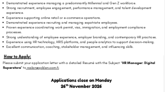 Human Resources Manager | MyjobsFiji